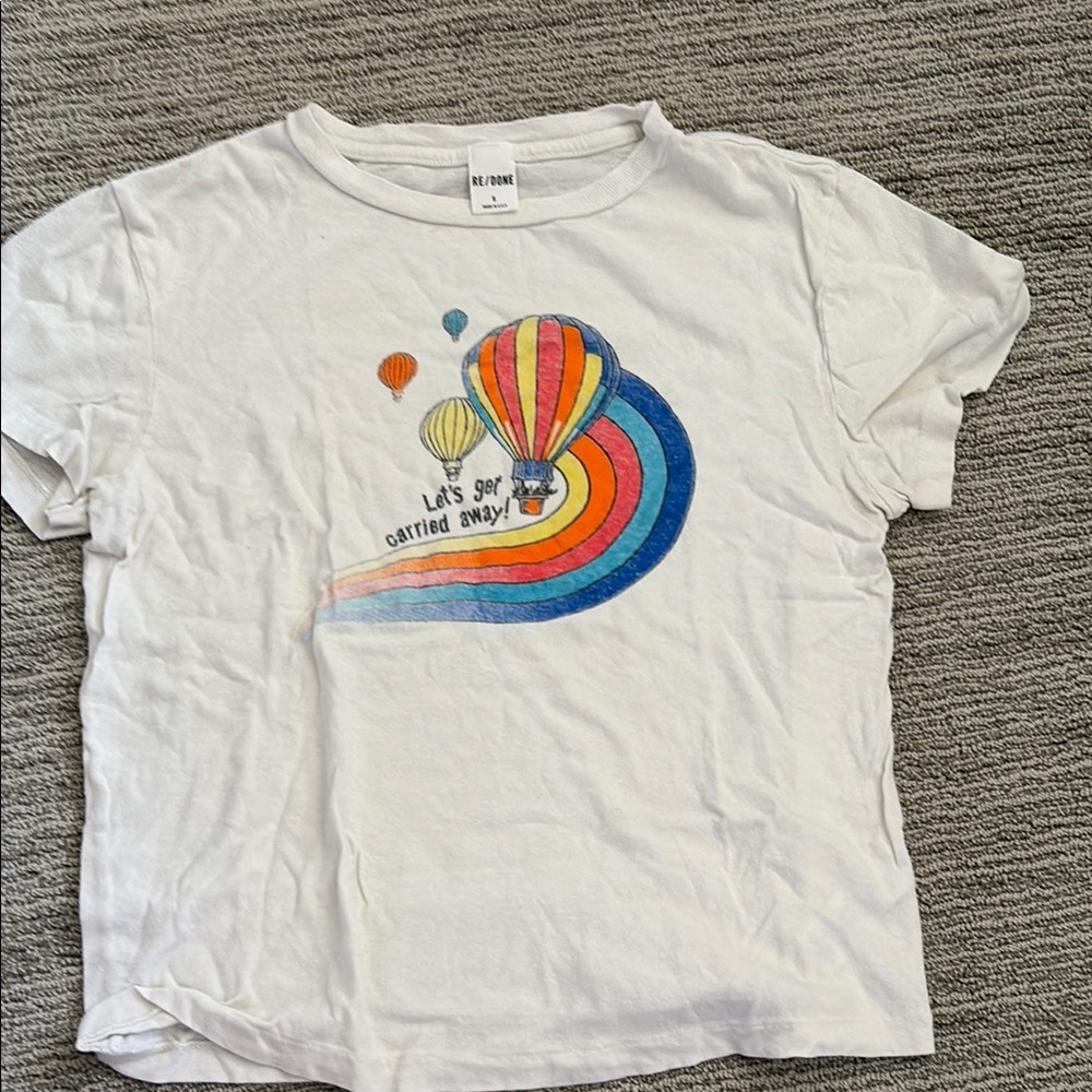 Re/Done White and Red Short Sleeve Tee with Retro Graphic